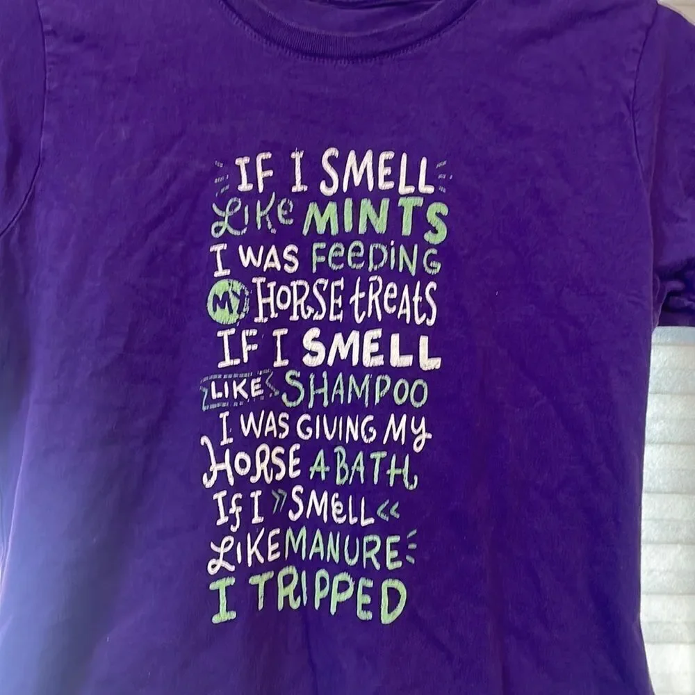 GIRLS purple cute horse shirt